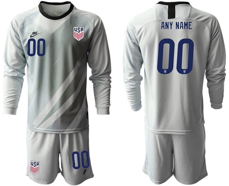 Men 2020-2021 Season National team United States goalkeeper Long sleeve grey customized Soccer Jersey->customized soccer jersey->Custom Jersey